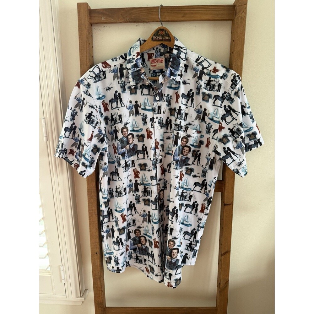 RSVLTS White Short-Sleeve Button-Down Shirt featuring Step Brothers